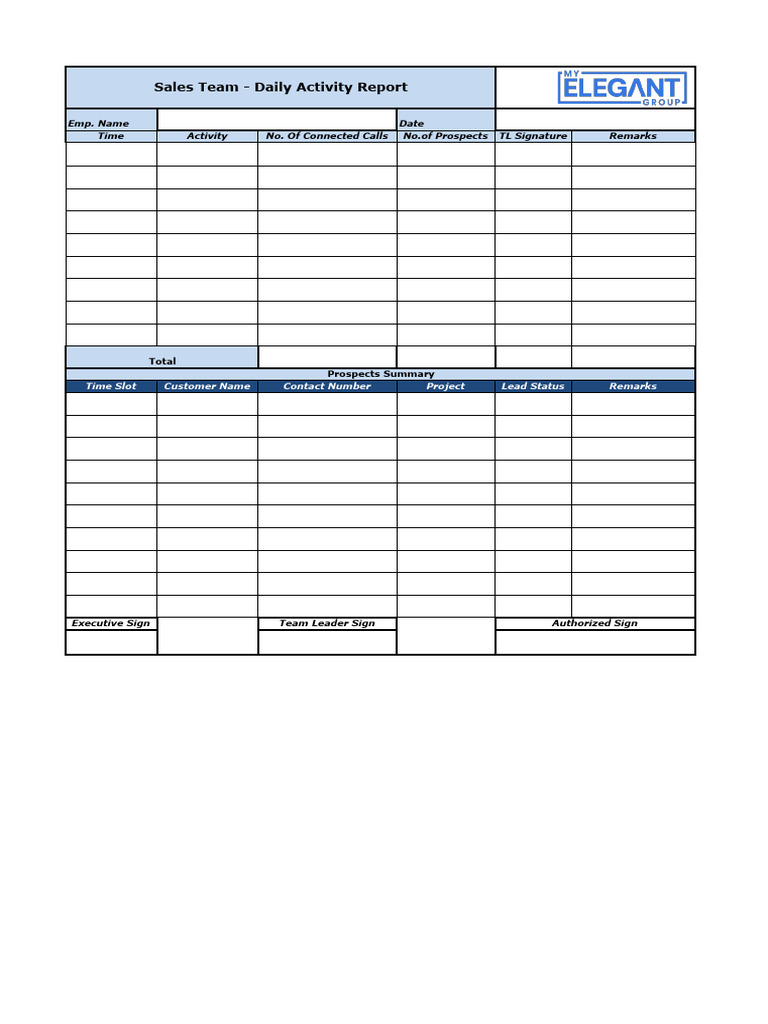 Daily Sales Activity Report Template | PDF