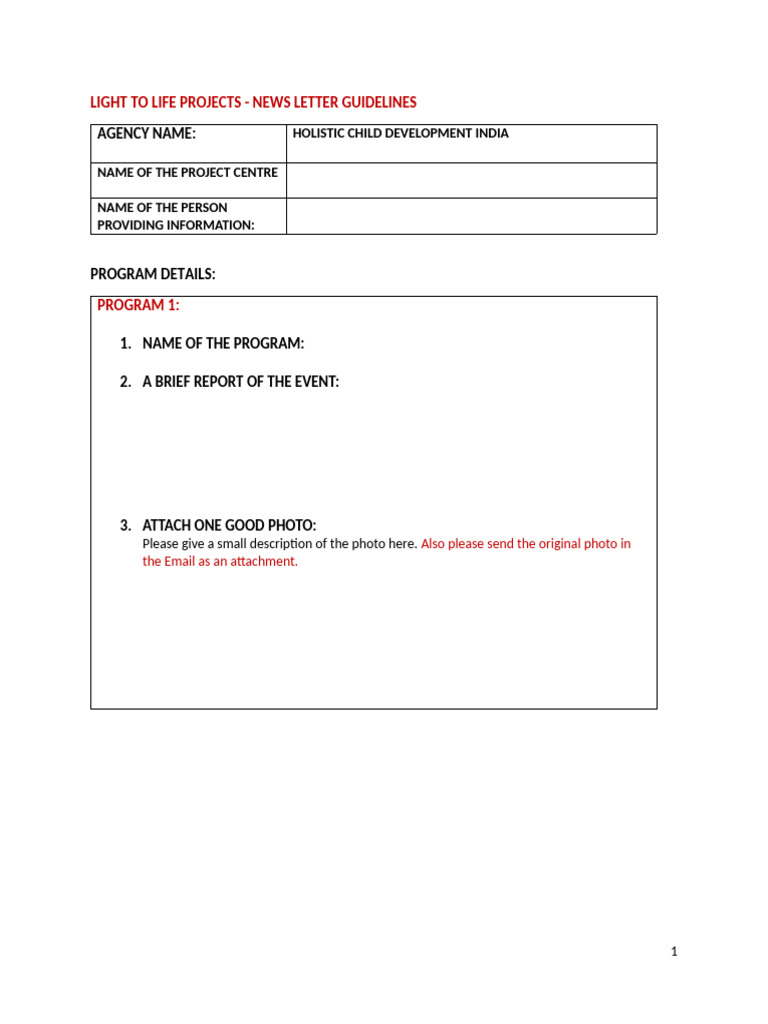 Light to Life Project Newsletter Guide | PDF
