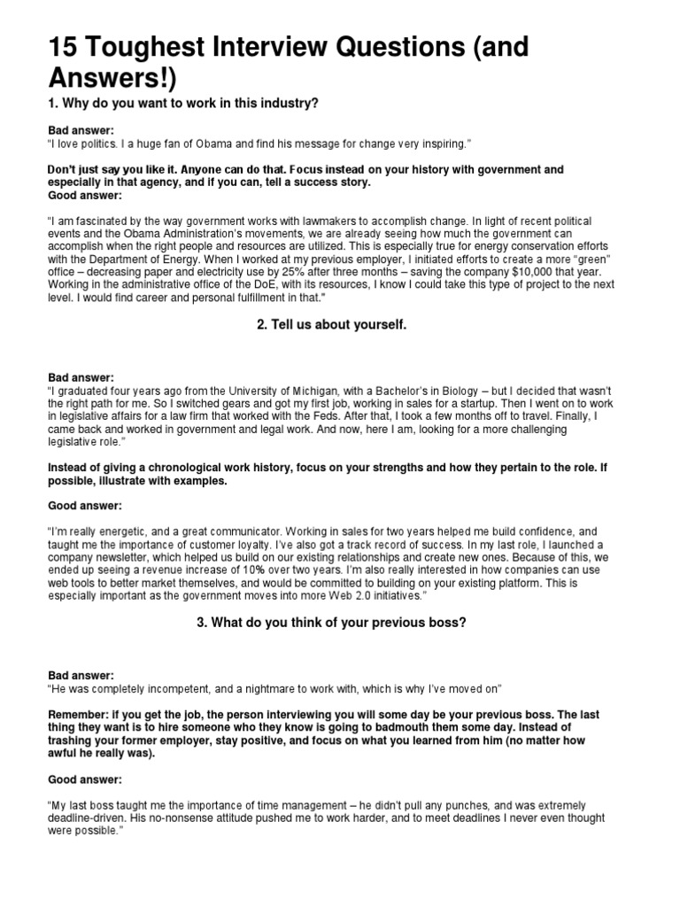 Interview Questions & Answers Guide | PDF | Employment | Happiness