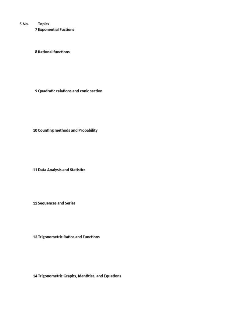 Advanced Math Topics Overview | PDF