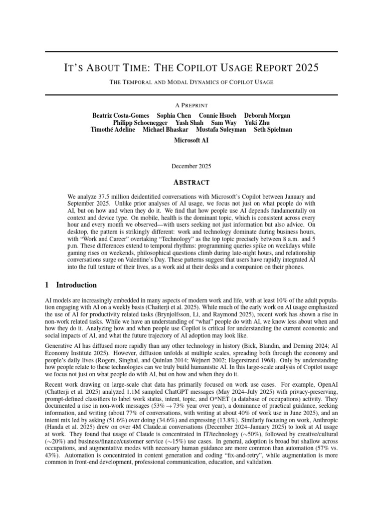 Copilot Usage Dynamics 2025 Report | PDF | Artificial Intelligence ...