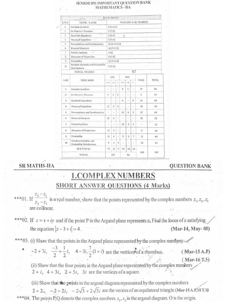 SRMATHS 2A - Imp Q 'S | PDF