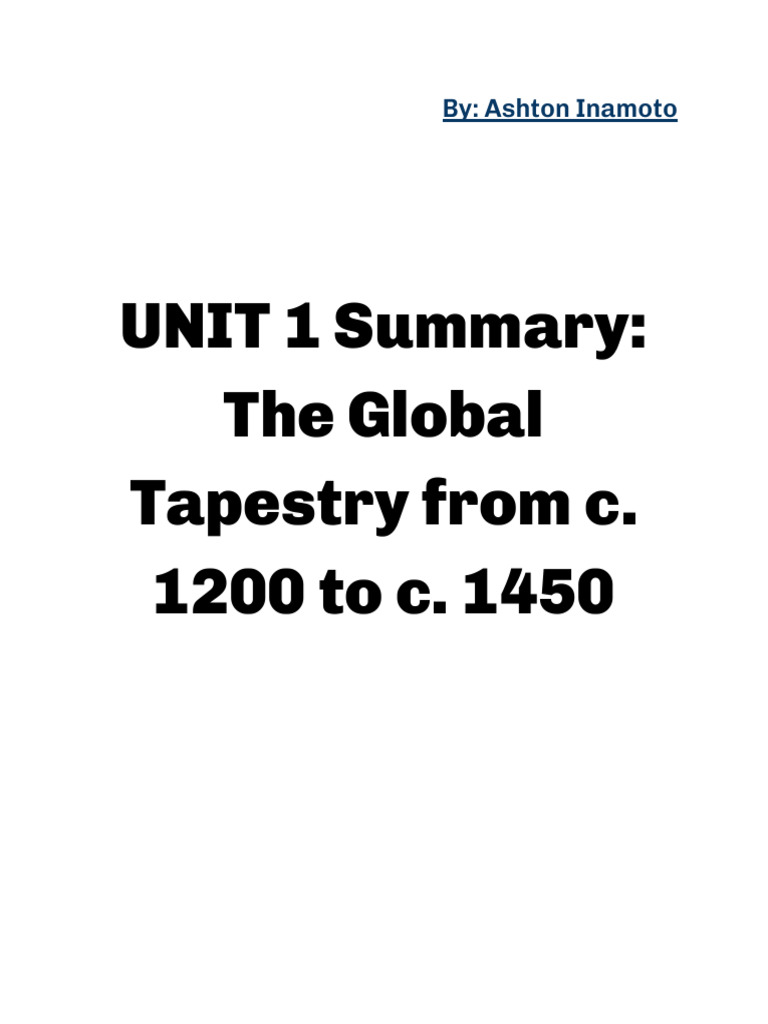 AMSCO AP World History Unit 1 Summary | PDF | Europe | East Asia
