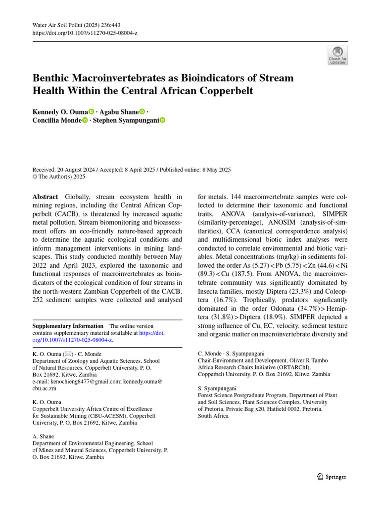 Macroinvertebrates as Stream Health Indicators | PDF | Ecosystem ...