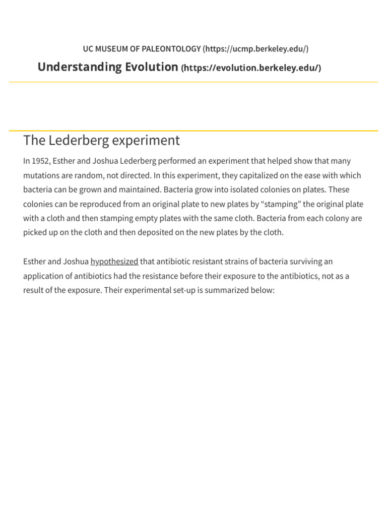 The Lederberg Experiment | PDF
