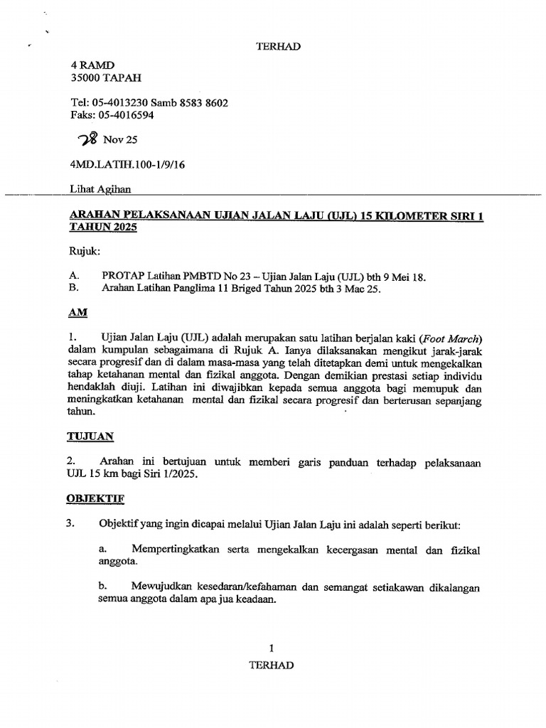 Arahan Ujl 15 KM | PDF