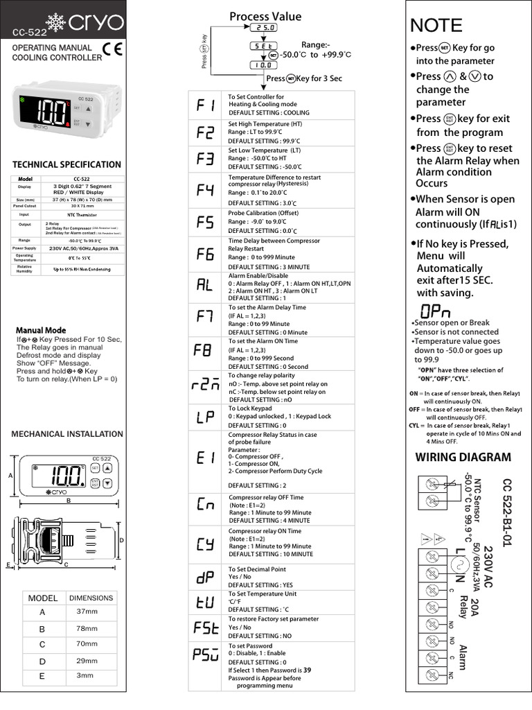 CC-522 Cooling Controller Manual | PDF | Mains Electricity ...