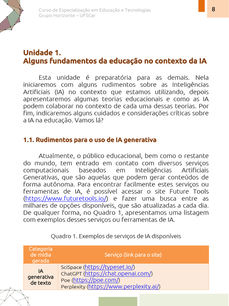 IA na Educação: Fundamentos e Ferramentas | PDF | Pedagogia | Aprendizado