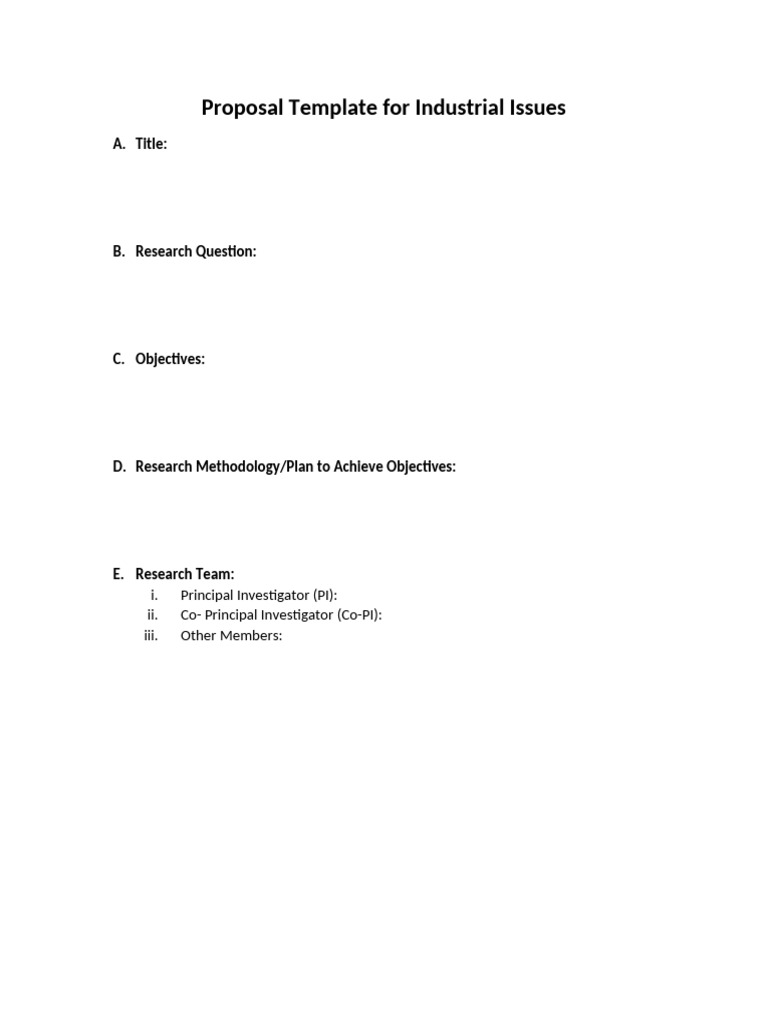 Industrial Issues Research Proposal Template | PDF