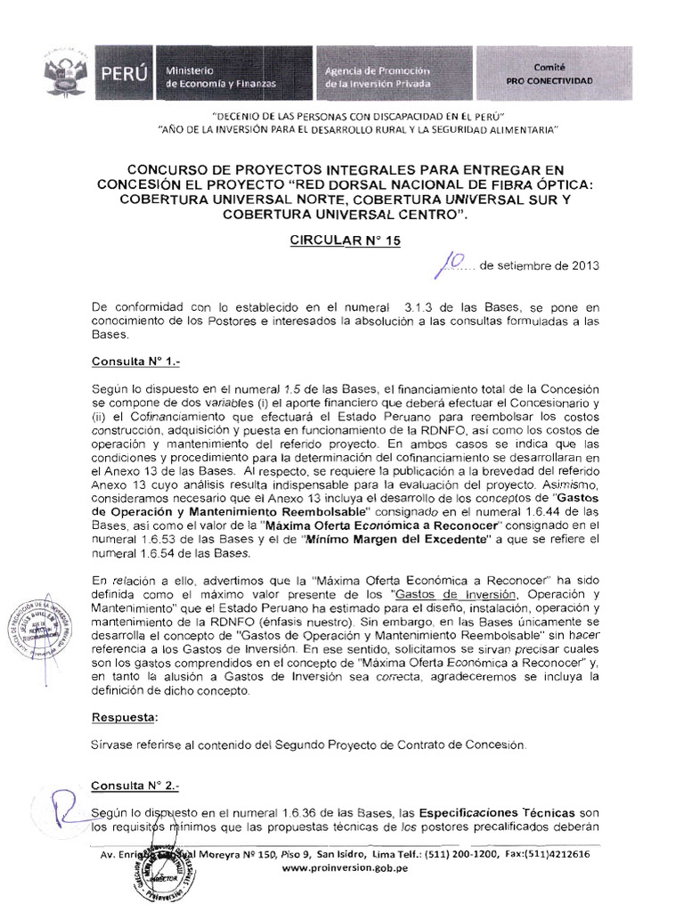 Circular 15 Absolucion de Consultas A Las Bases | PDF