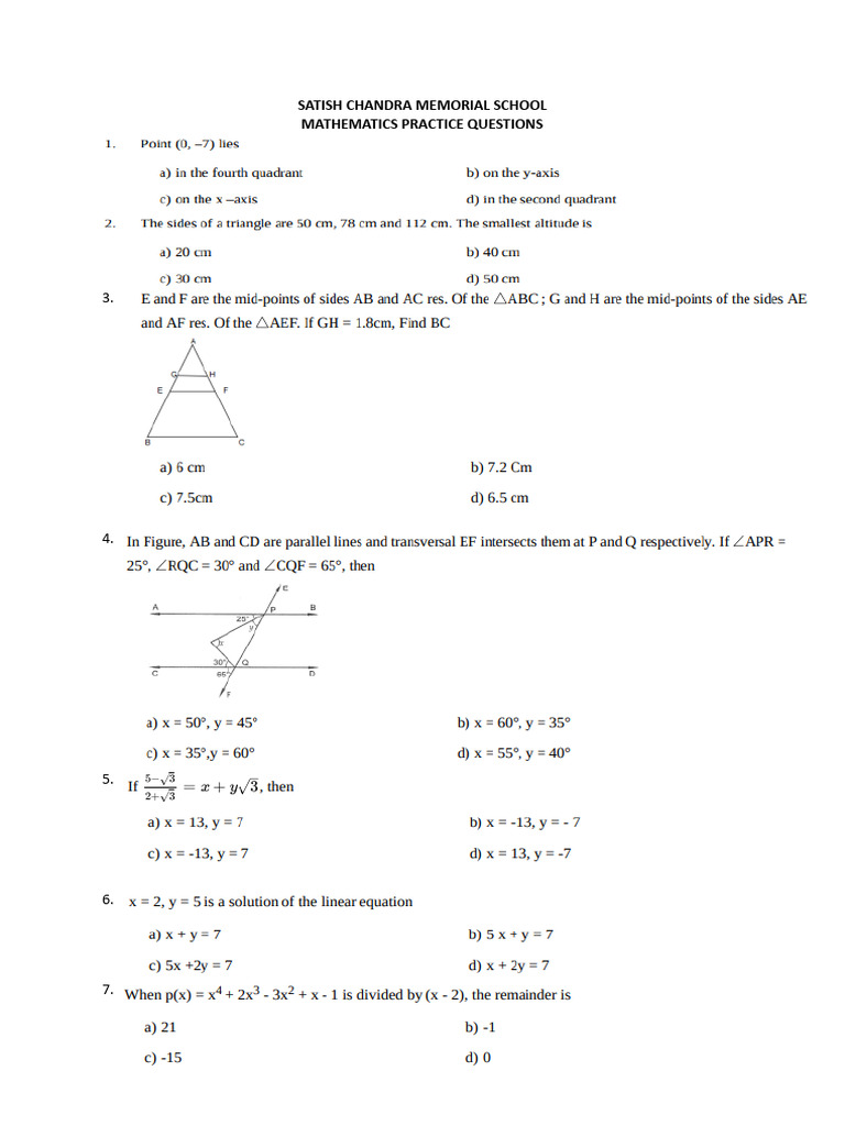 Practice Questions Post Mid | PDF