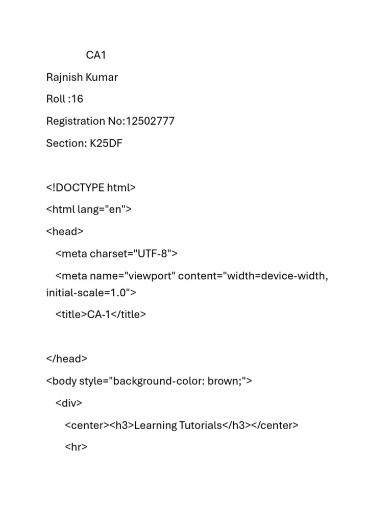 Learning Tutorials and Contact Info | PDF