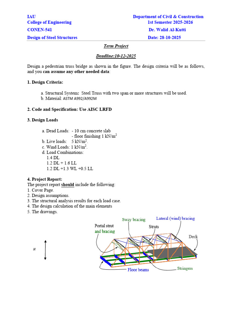 Term Project Steel Structures | PDF | Structural Analysis | Civil ...