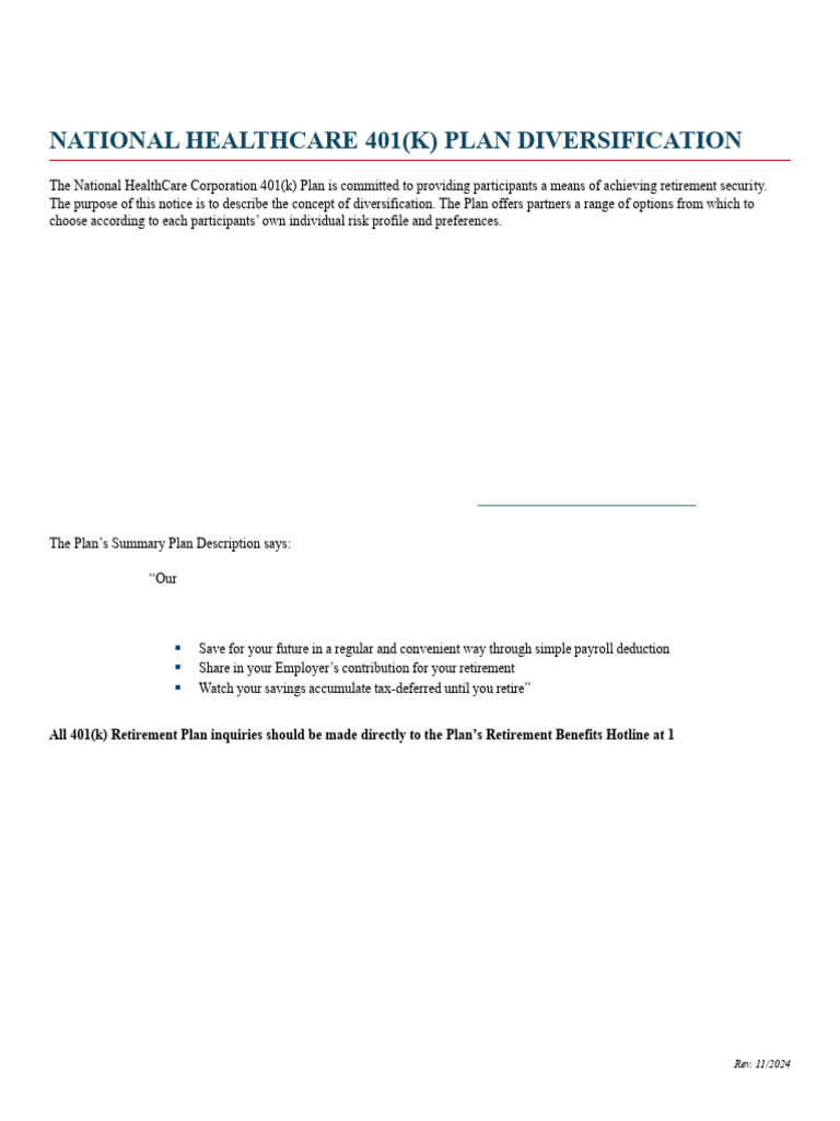 401(k) Plan Diversification Guide | PDF | 401(K) | Pension