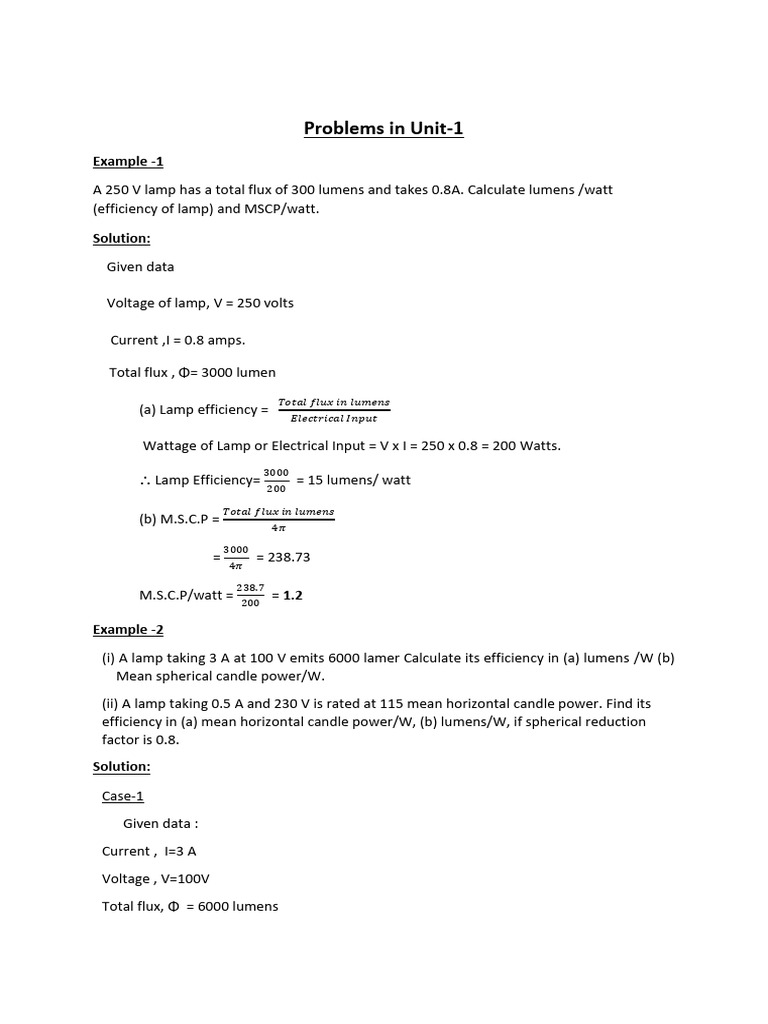 Lamp Efficiency and Illumination Calculations | PDF | Lighting | Light