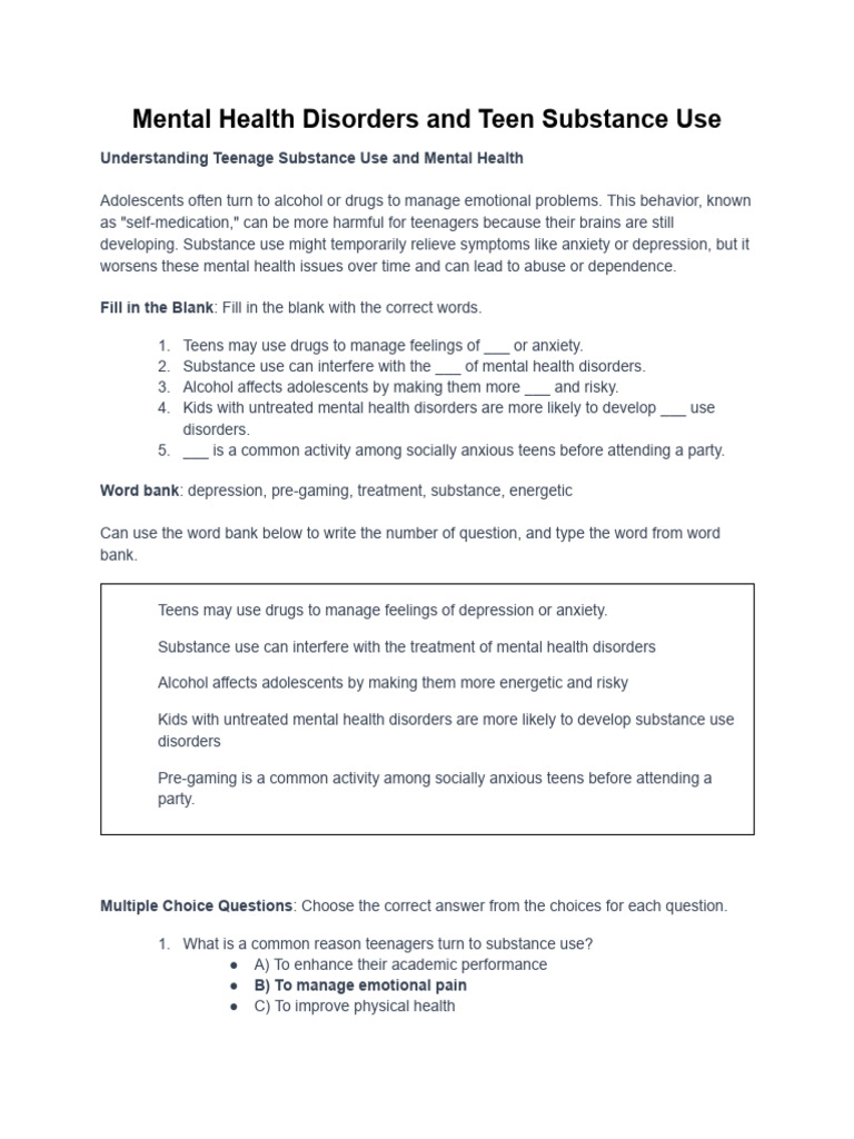 Copy of Mental Health Disorders and Teen Substance Use - Google Docs ...
