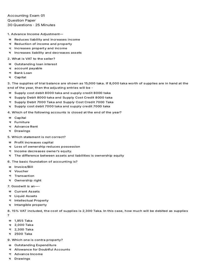 Accounting Exam 01 Ques. | PDF | Debits And Credits | Corporations