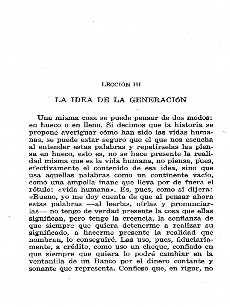 Ortega y Gasset - La Idea de La Generación (En Torno A Galileo) | PDF