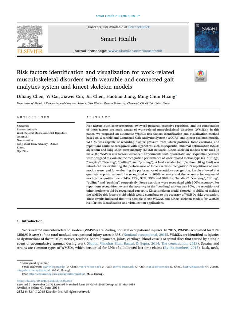 WMSDs Risk Factors via Wearable Tech | PDF | Support Vector Machine