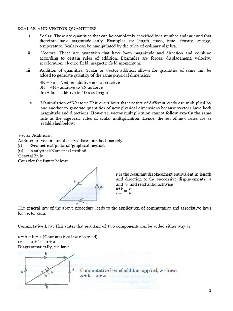 Scalars and Vectors Explained | PDF | Euclidean Vector | Force
