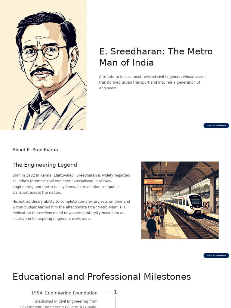 E Sreedharan the Metro Man of India | PDF | Natural Environment | Economies