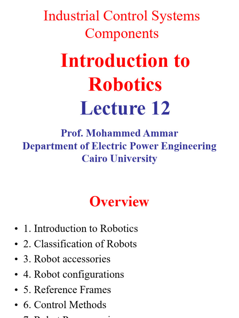 Introduction to Robotics Overview | PDF | Robot | Robotics