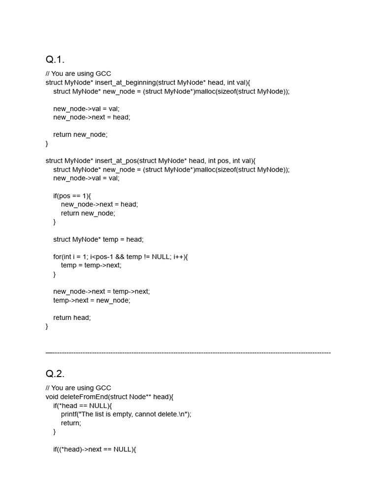 Linked List Operations in C Code | PDF | Software | Software Development