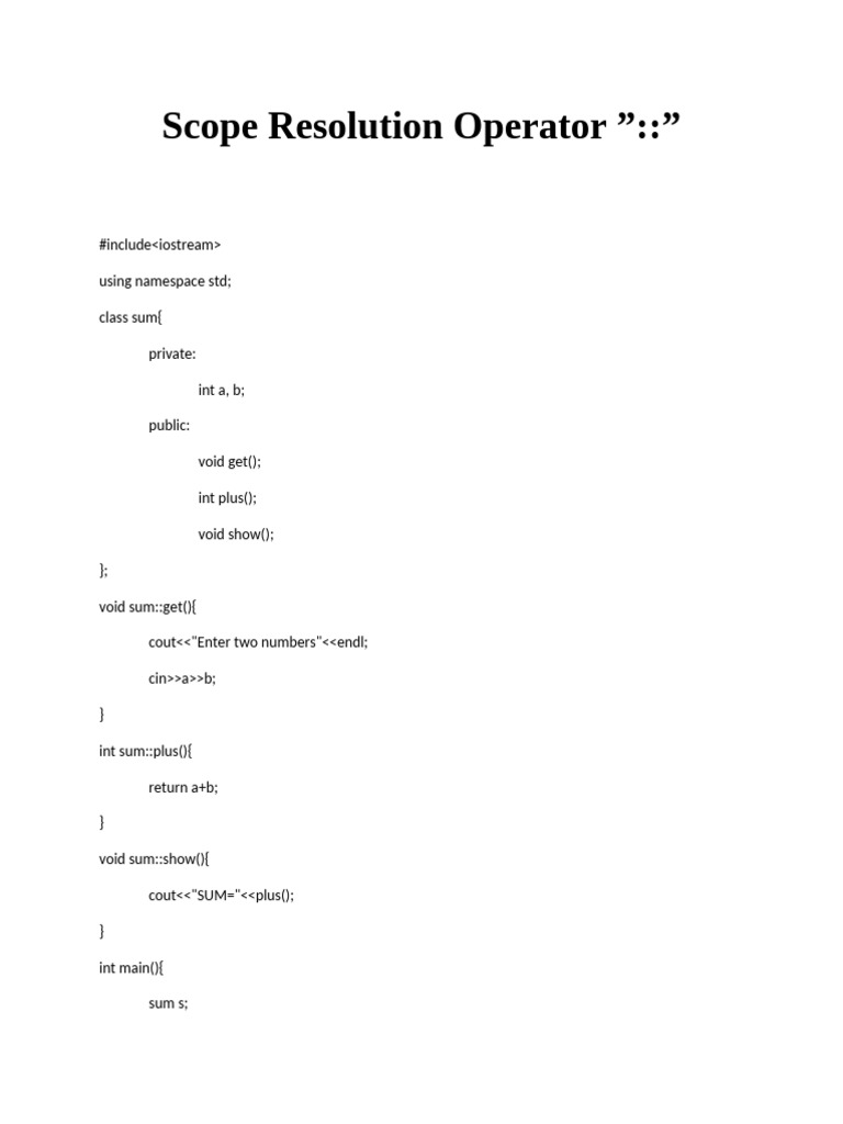 C++ Scope Resolution Operator Explained | PDF