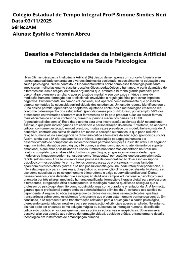 IA na Educação e Saúde: Desafios e Oportunidades | PDF | Inteligência ...
