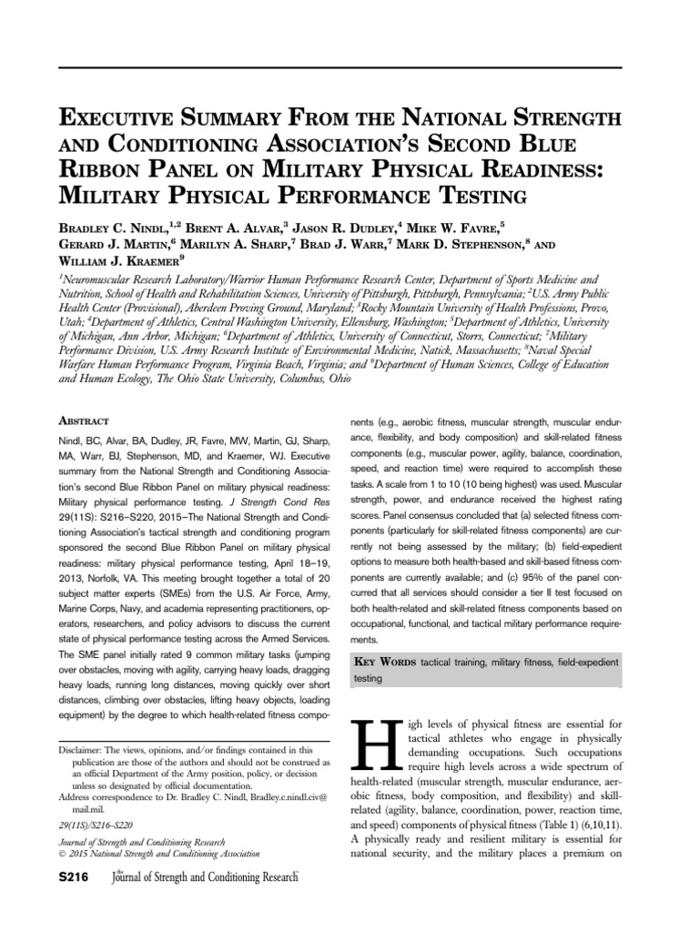 Executive Summary From The National Strength and Conditioning ...