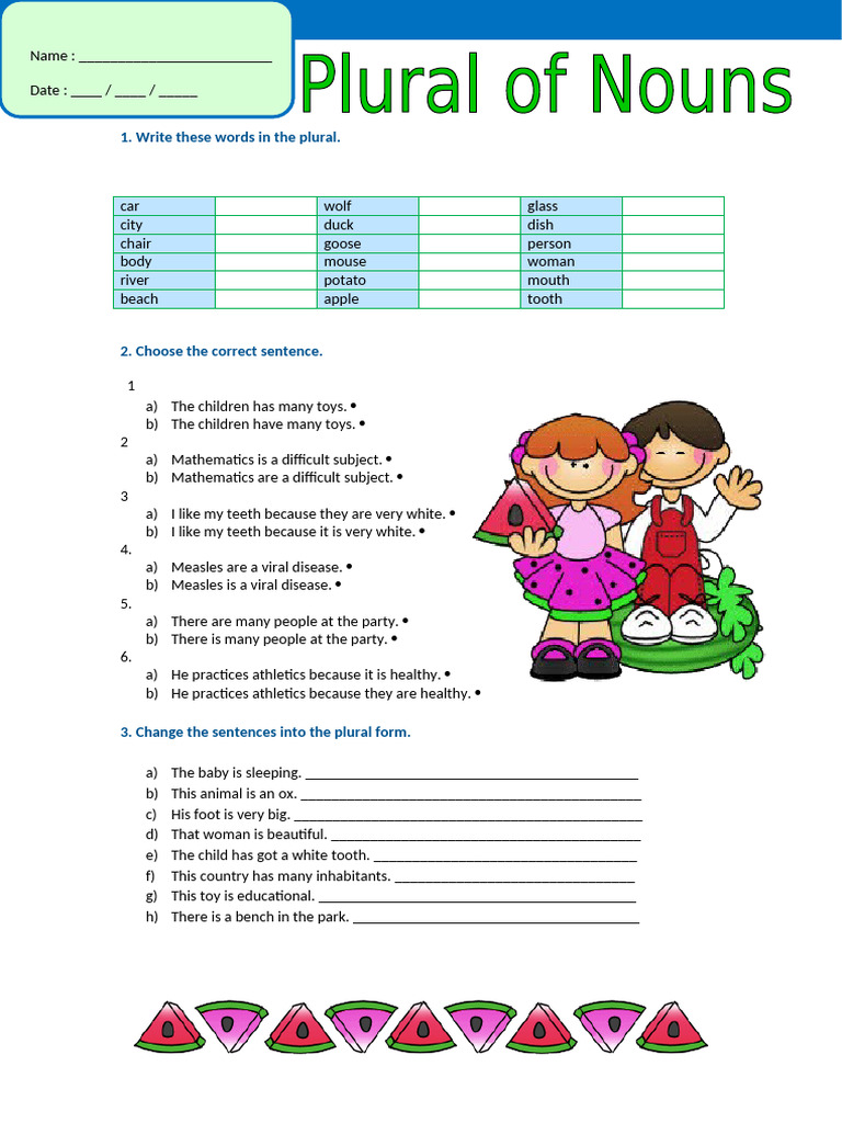 Pluralization and Sentence Correction Guide | PDF