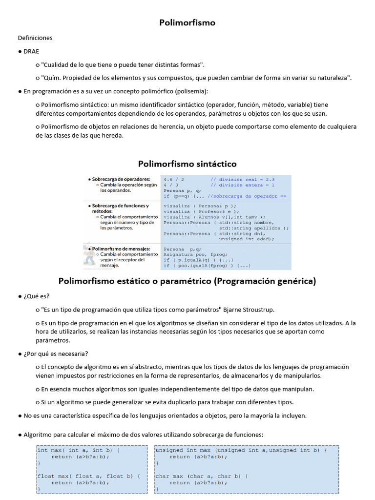 Polimorfismo en Programación y C++ | PDF | C ++ | Objeto (informática)