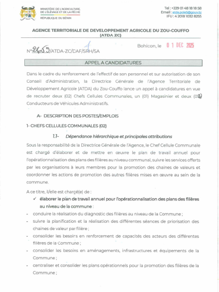Appel À Candidature ATDA ZC | PDF