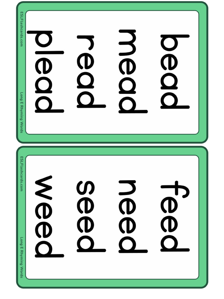 Long e Rhyming Words Medium | PDF