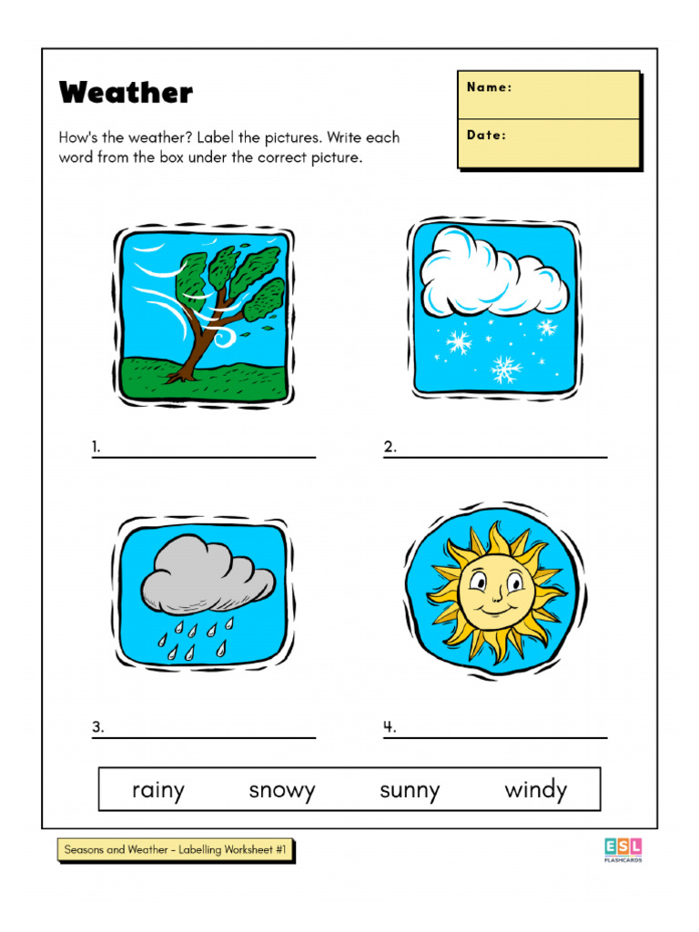 Seasons and Weather Labelling Worksheets | PDF