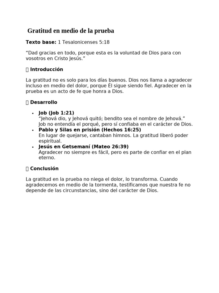 Gratitud en la Adversidad: Fe y Transformación | PDF | Gratitud | Jesús