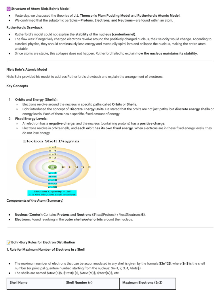 Bohr's Atomic Model Explained | PDF | Atomic Nucleus | Acid