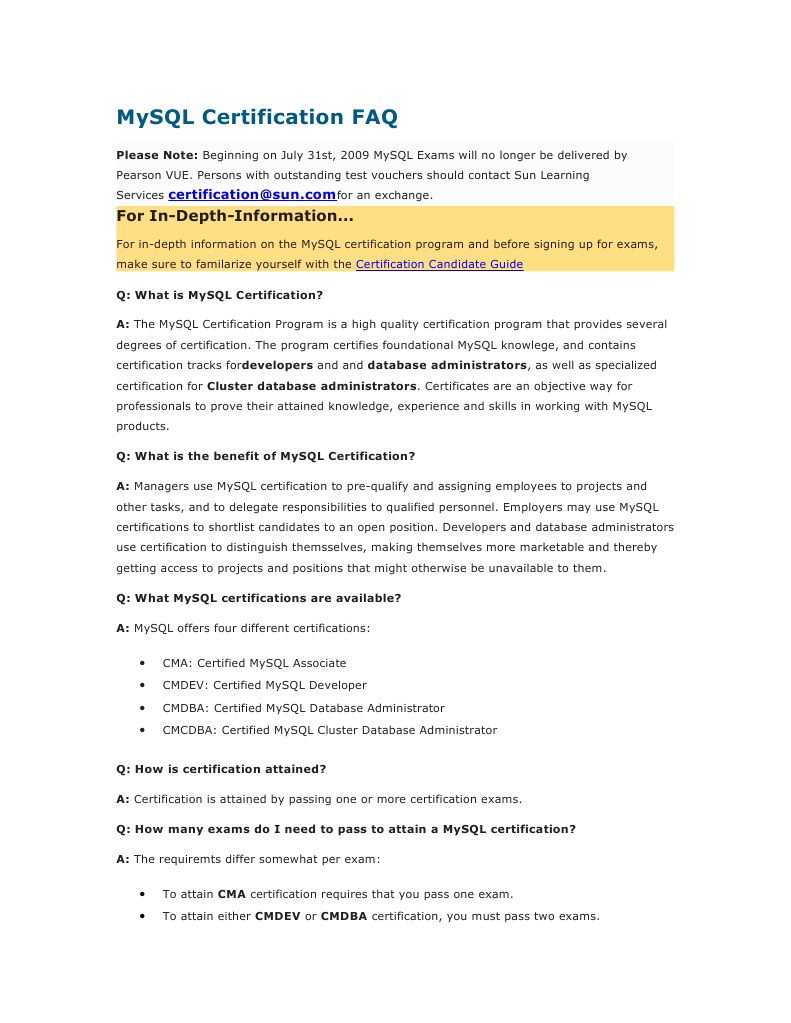 Mysql Certification | Certification | Professional Certification