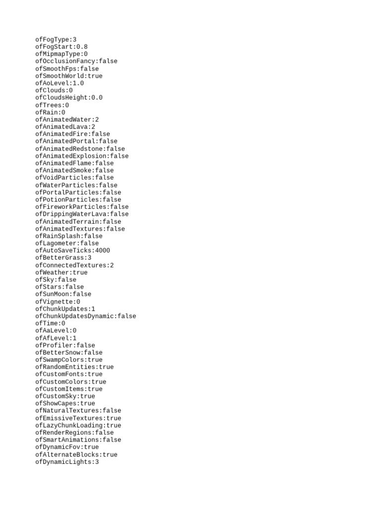 Minecraft Optimized Graphics Settings | PDF