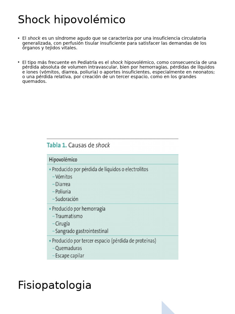 Shock Hipovolémico en Pediatría: Causas y Tratamiento | PDF | Choque ...