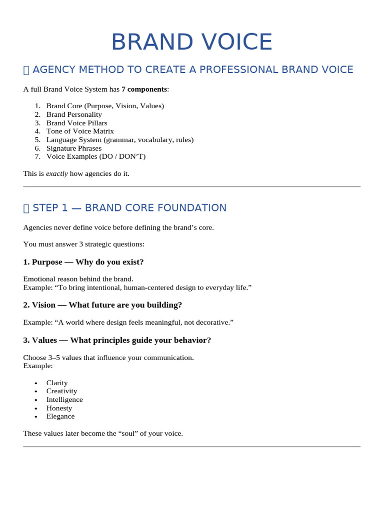 Professional Brand Voice Guide | PDF | Brand | Tone (Linguistics)