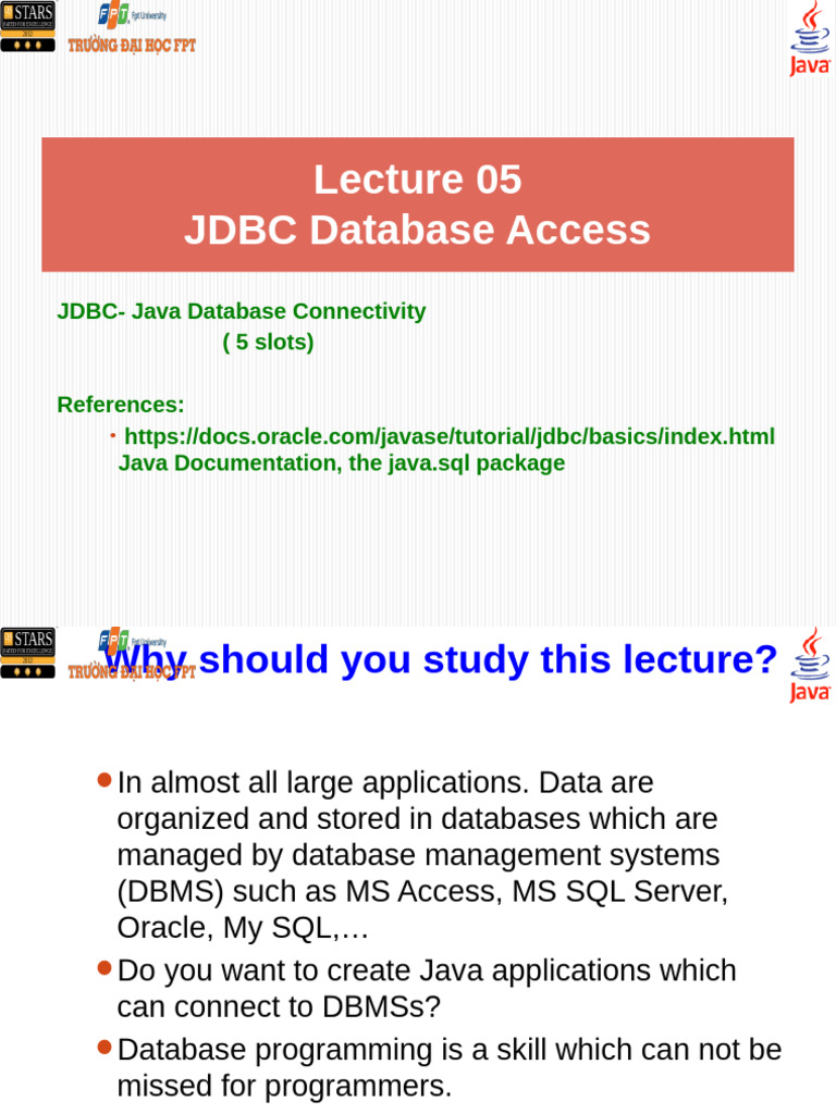 Slot 6,7,8,9,10 JDBC | PDF | Databases | Relational Database
