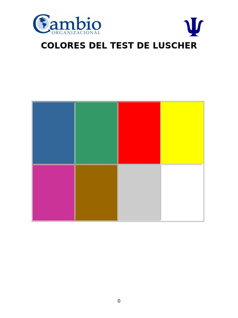 Significado de Colores en Test Lüscher | PDF | Color | Sicología