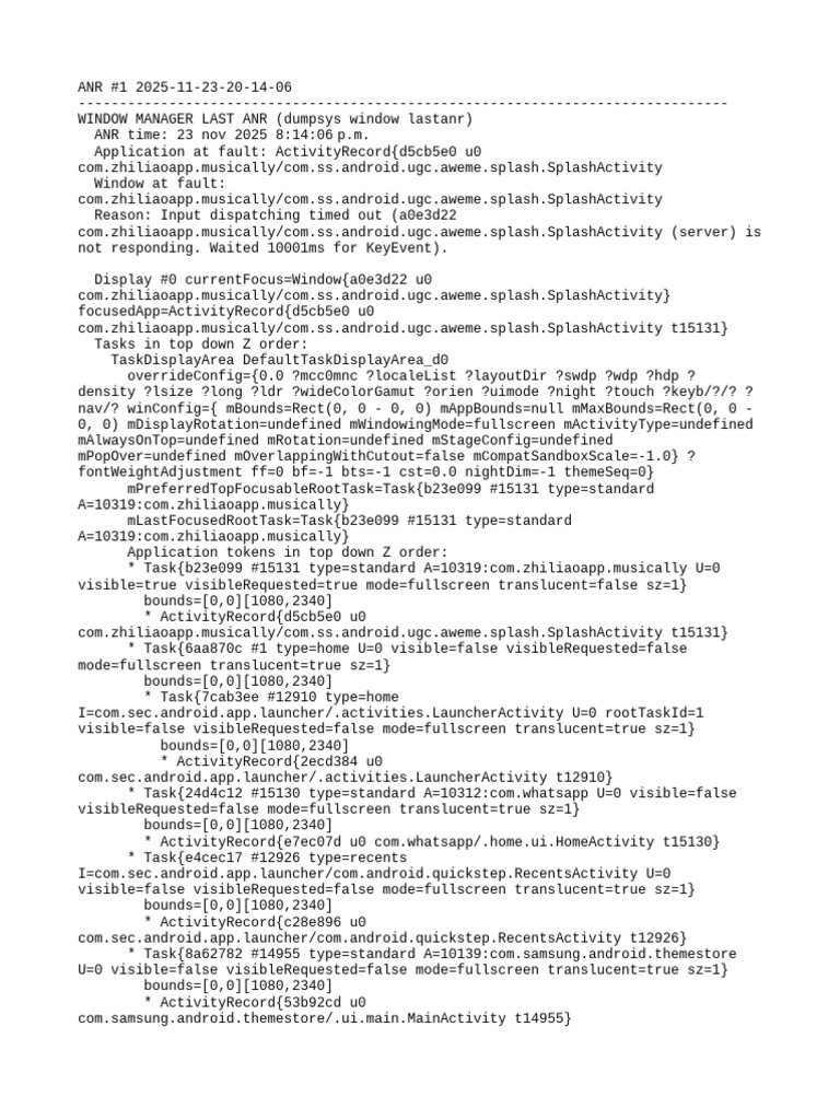 ANR Report for Zhiliao App Activity | PDF | Mobile Computers | Tablet ...