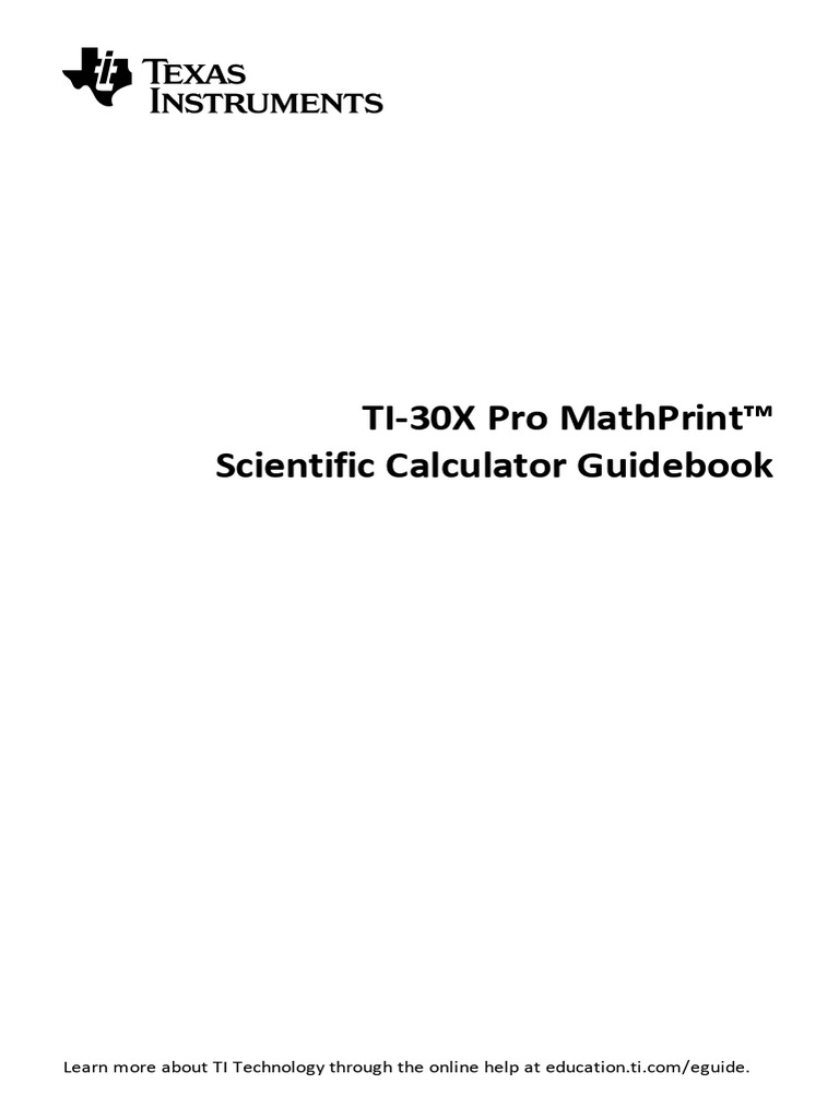 TI-30X Pro MathPrint Calculator Guide | PDF | Probability Density ...