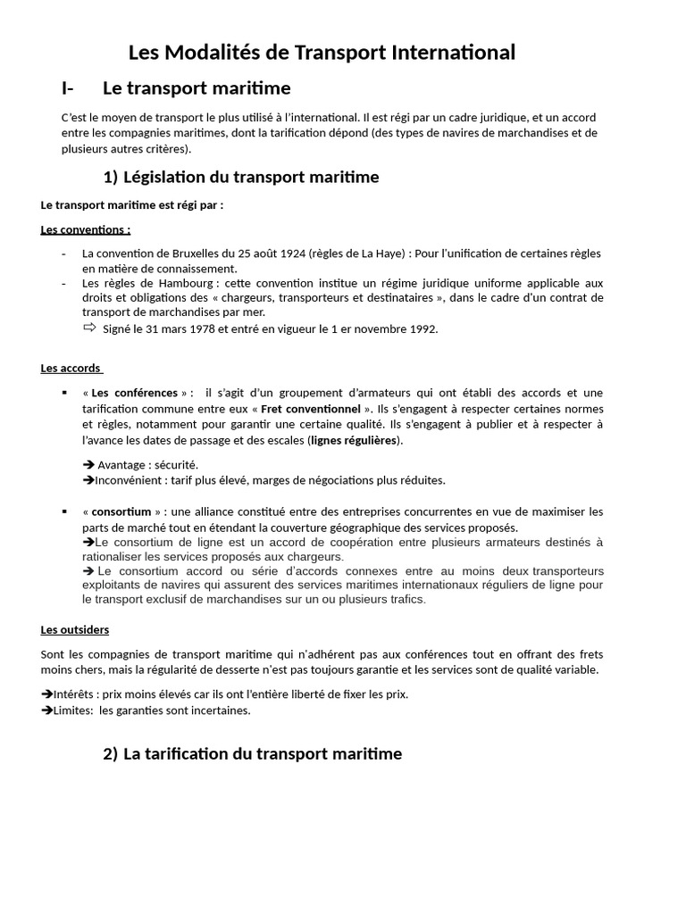 Les Modalités de Transport International | PDF | Transport | Assurance