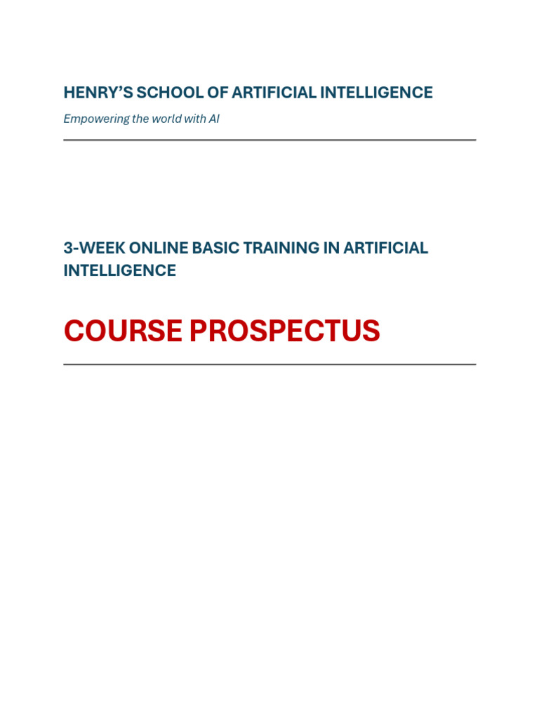 3-Week Online AI Training Course | PDF | Artificial Intelligence ...