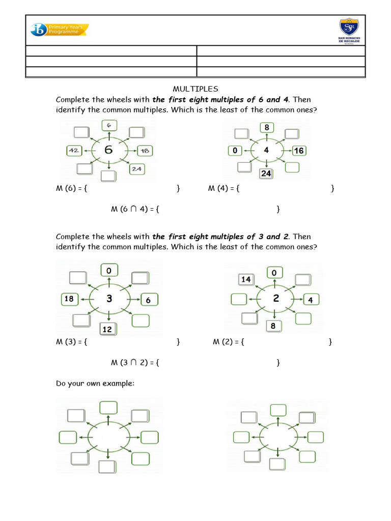 Common Multiples Worksheet for Students | PDF