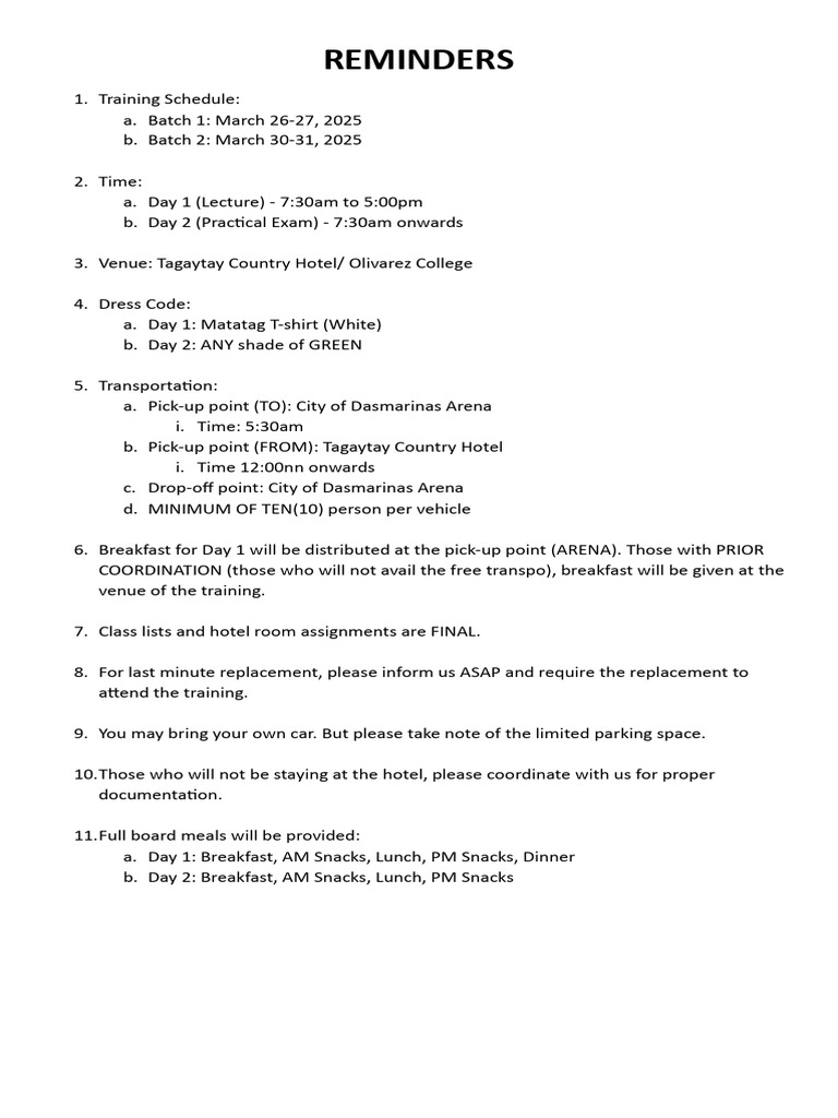 Reminders | PDF