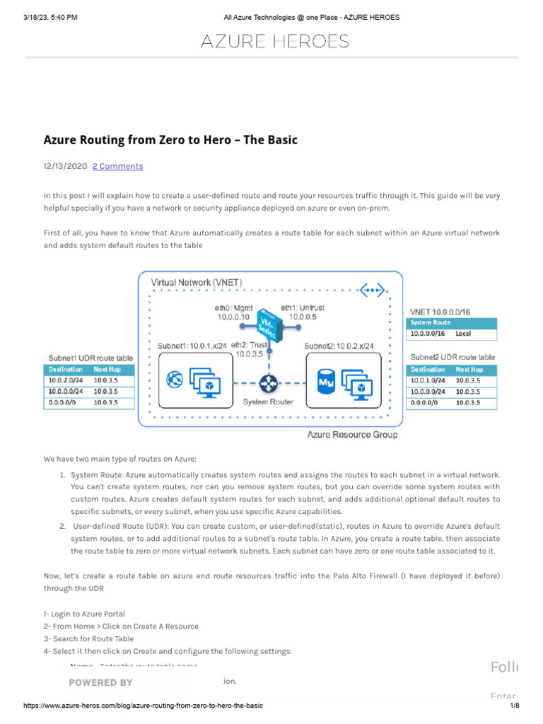 Azure UDR Expalined | PDF | Microsoft Azure | Ip Address